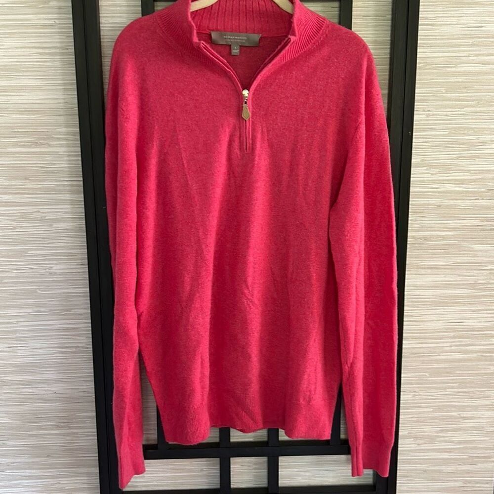 Neiman Marcus cloud cashmere quarter zip sweater pink size L